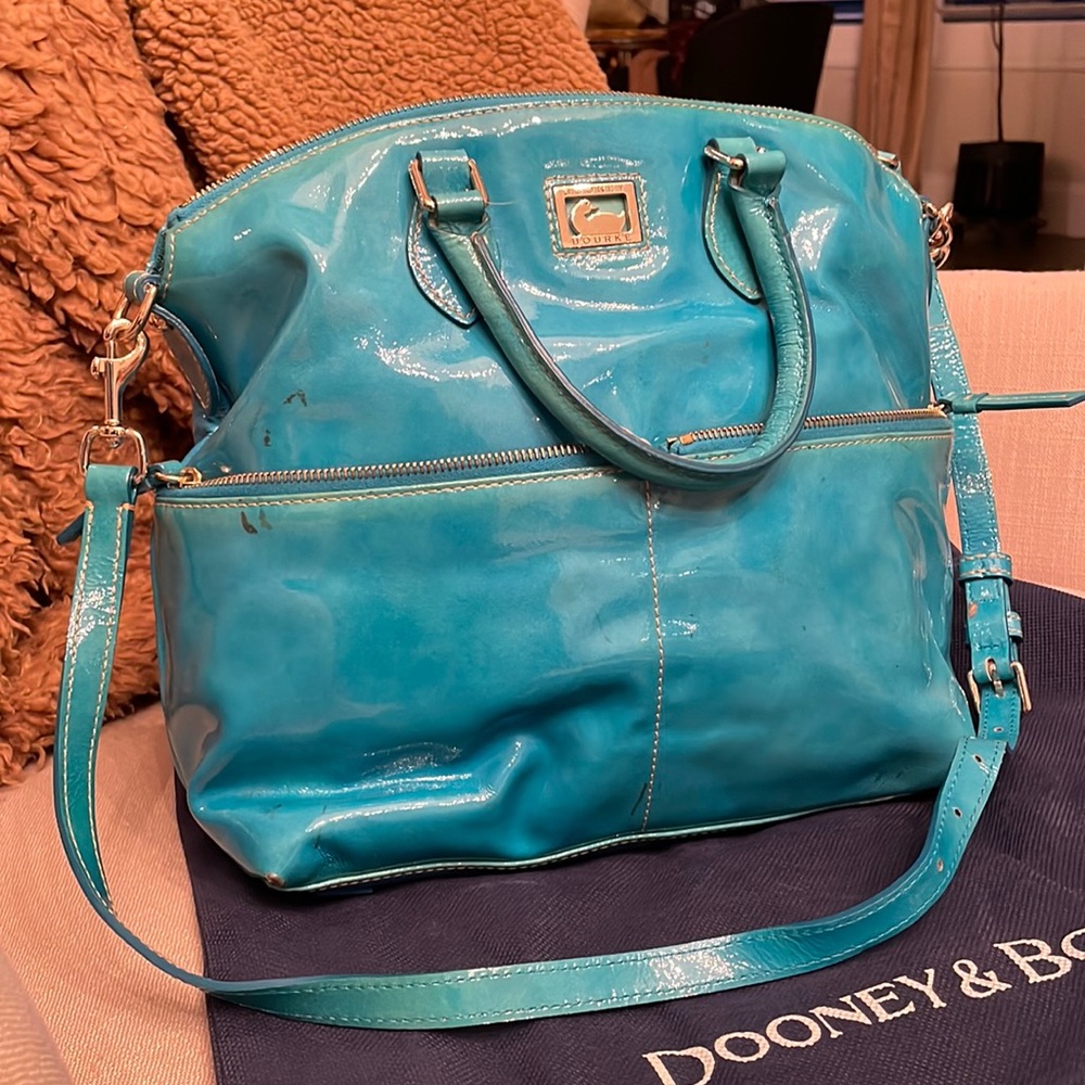 Dooney & Bourke Patent Leather Satchel Blue PH224